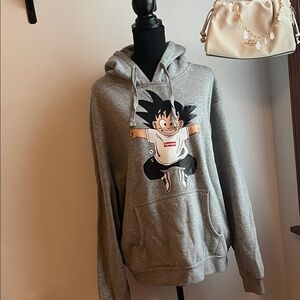 Gray Anime Graphic Hoodie